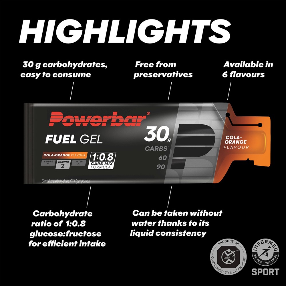 Tilbehør - Energiprodukter - Powerbar Black Line Fuel Gel 30 50ml - Cola Orange