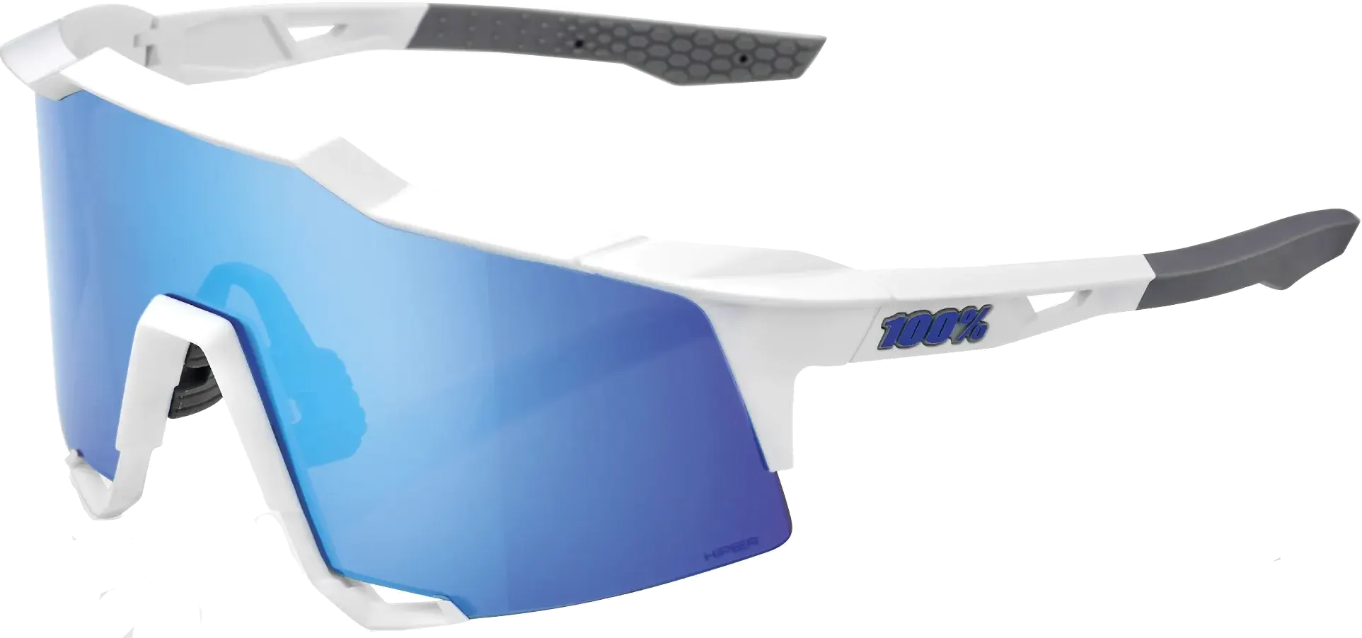 100% SPEEDCRAFT – Matte White – HiPER Blue Multilayer Mirror Lens