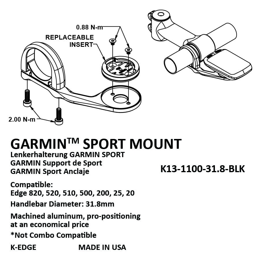 Tilbehør - Cykelcomputer & GPS - K-EDGE Garmin Sport Mount i aluminium 