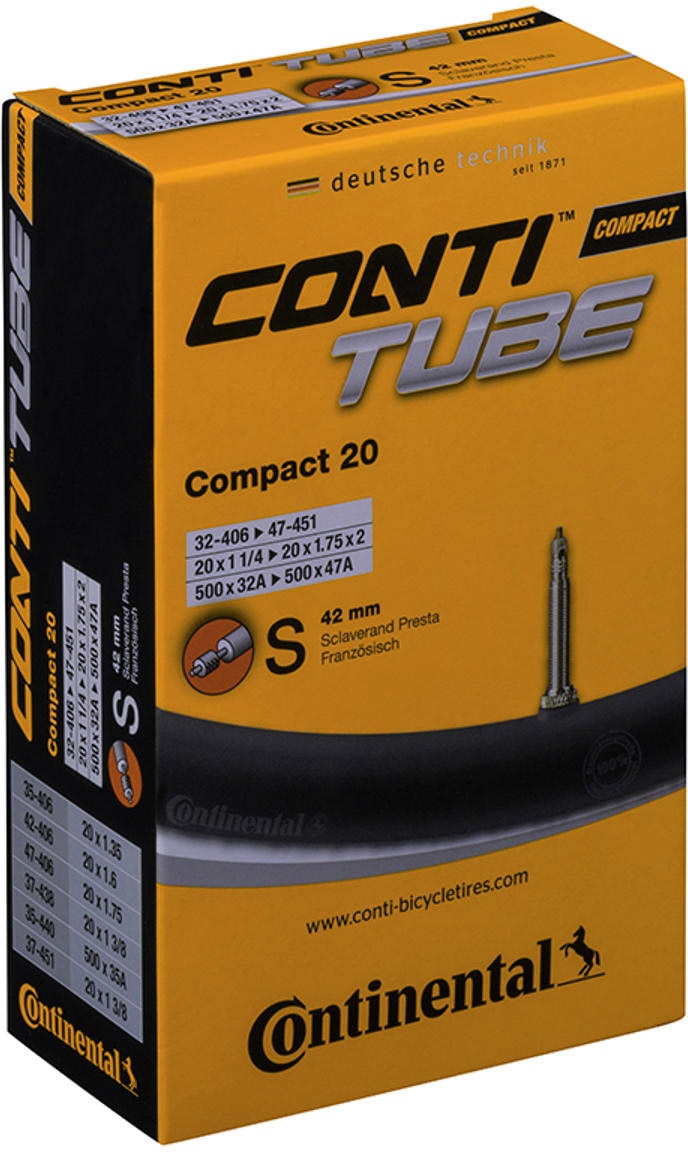 Se Continental Compact Tube 20x1.3-1.9 (Removable core) 42mm hos Cykelexperten.dk