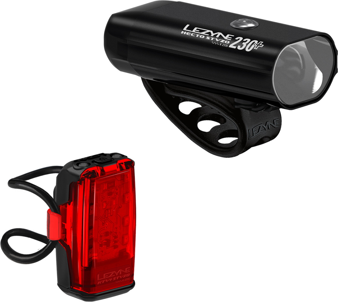 Lezyne Hecto StVZO 230+ / KTV+ StVZO Lygtesæt 230/40 lumen - Black