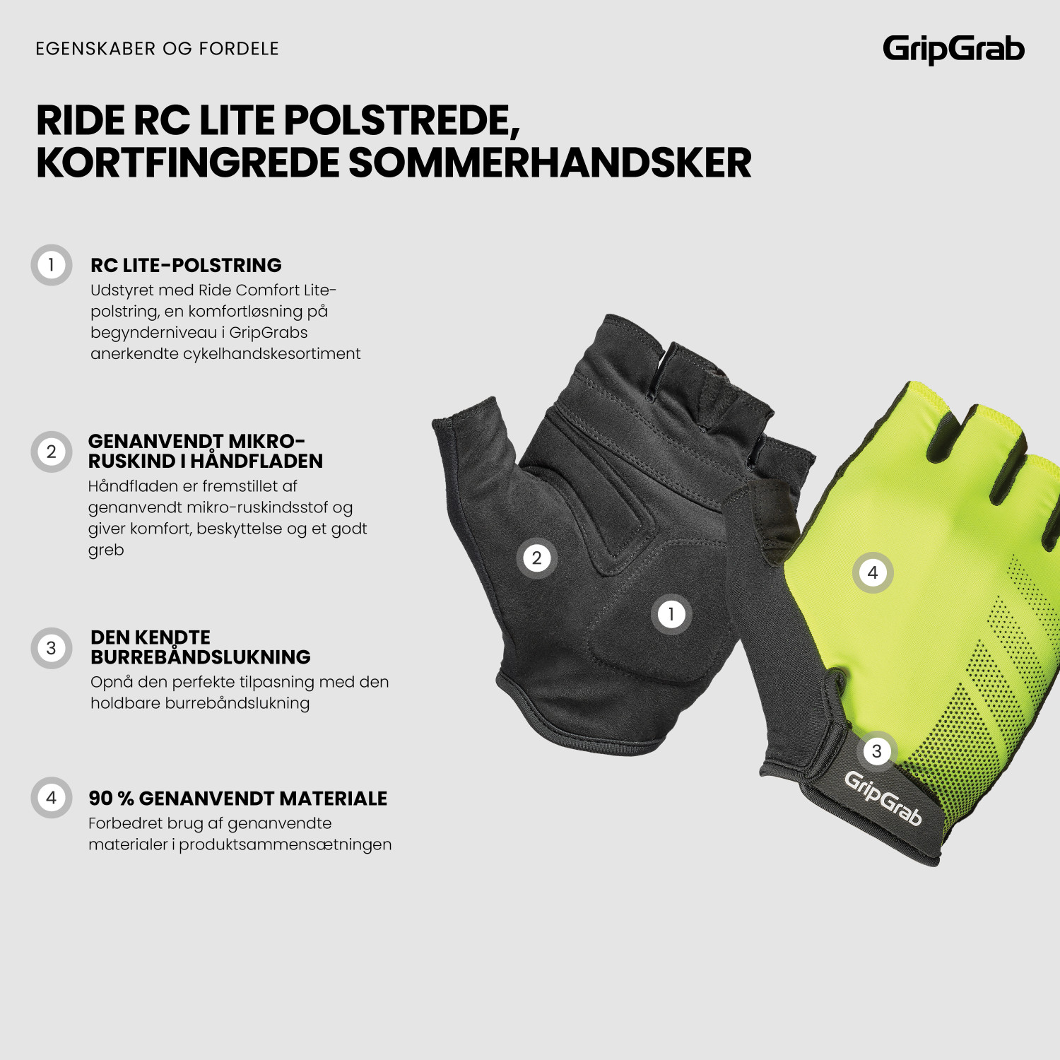 Beklædning - Cykelhandsker - GripGrab Ride RC Lite Cykelhandske - Yellow Hi-Vis