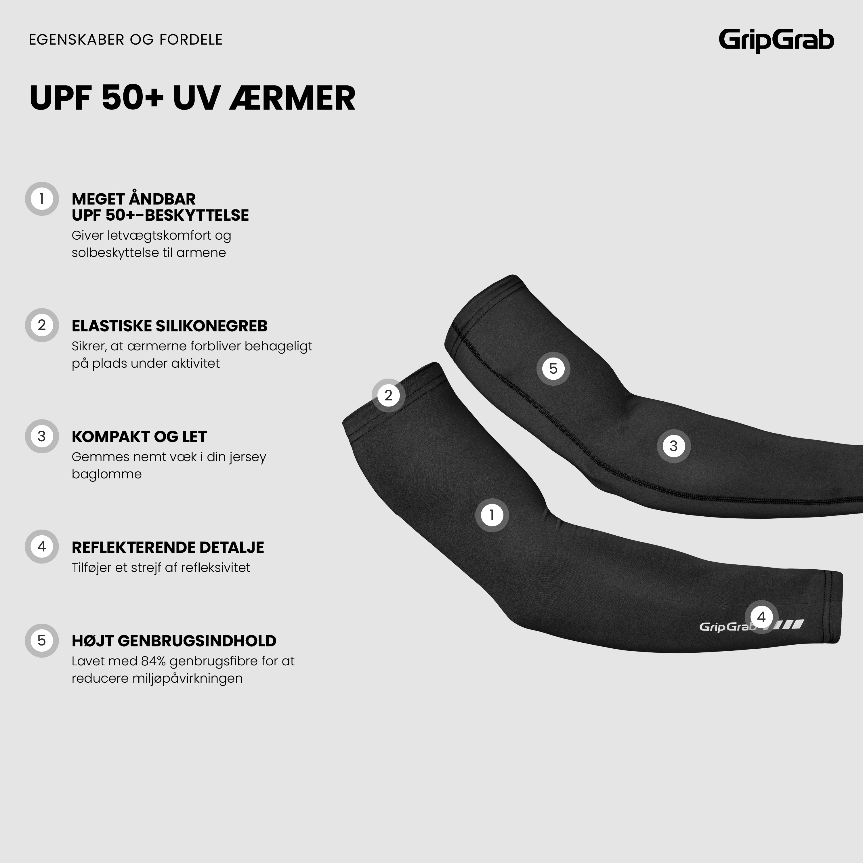 Beklædning - Løse ærmer / ben - GripGrab UPF 50+ UV Ærmer - Black