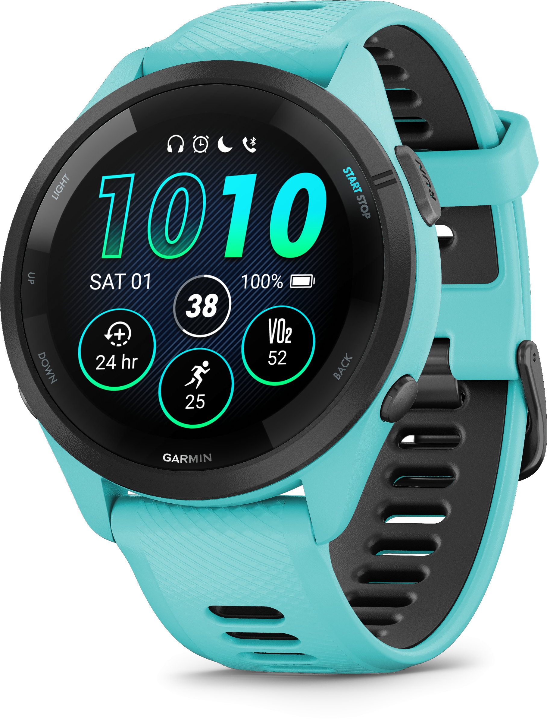 Tilbehør - Cykelcomputer & GPS - Garmin Forerunner 265 Music - Aqua/Sort