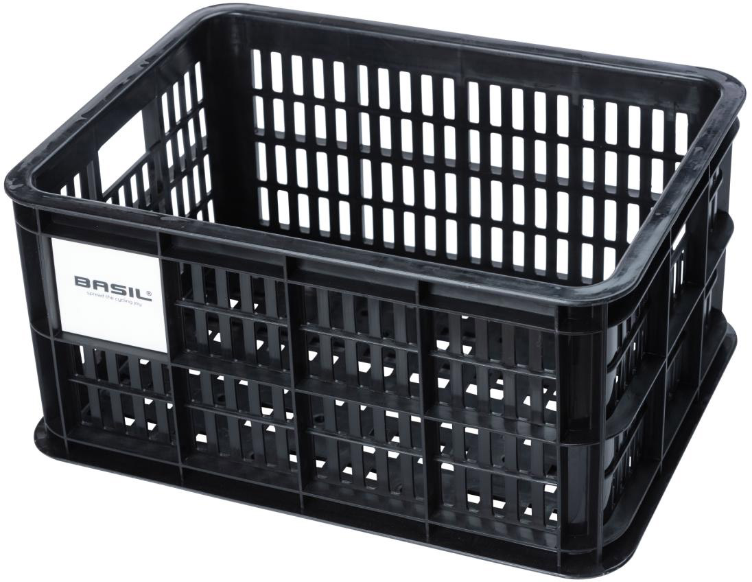 Basil Crate i Genanvendt Plast 29.5L 45x35x25cm (MIK-AVS-Racktime adapter kompatibel) - Sort