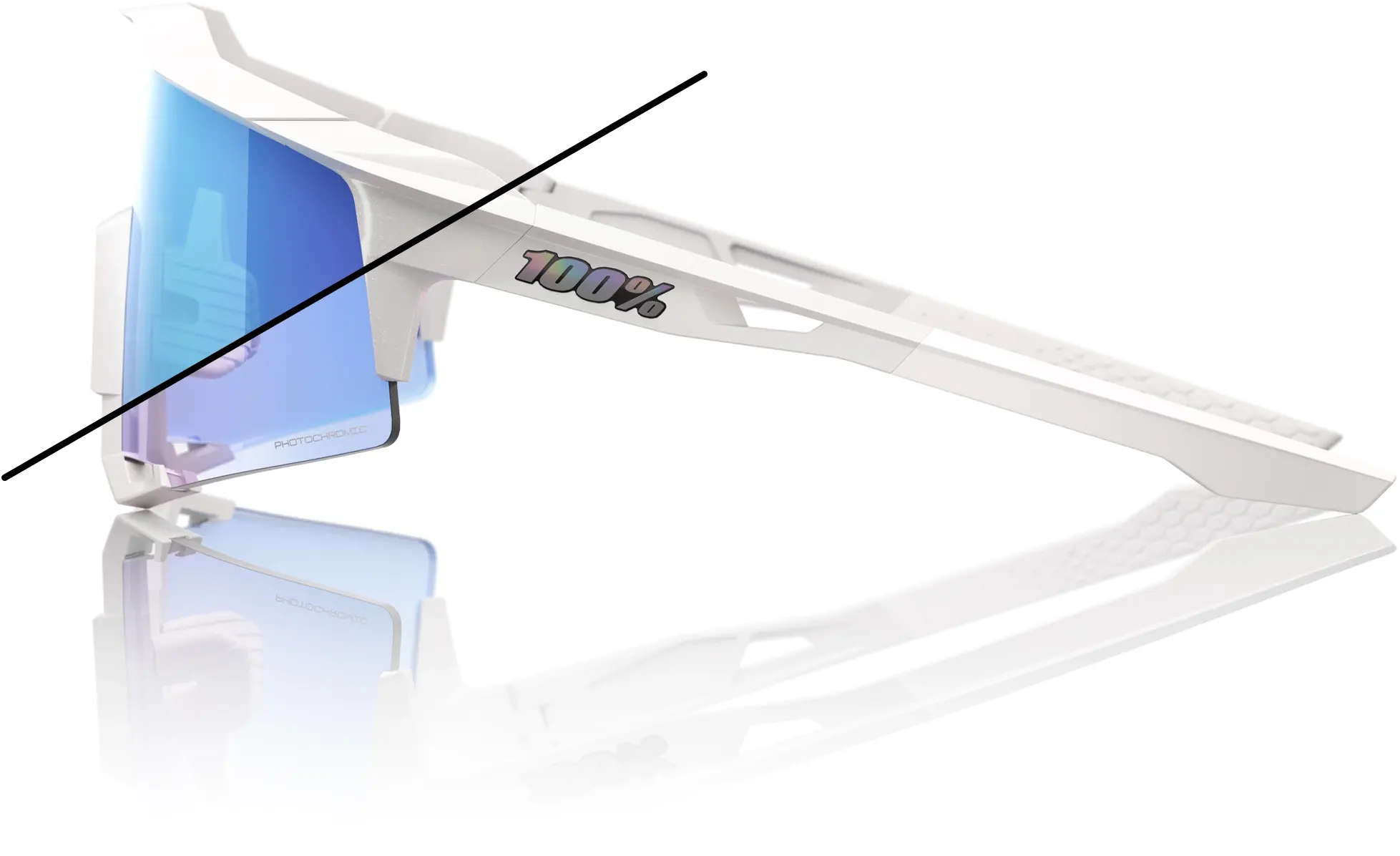 Beklædning - Cykelbriller - 100% SPEEDCRAFT - Bastille LE - Pearl White Glitter - Blue Mirror Photochromic