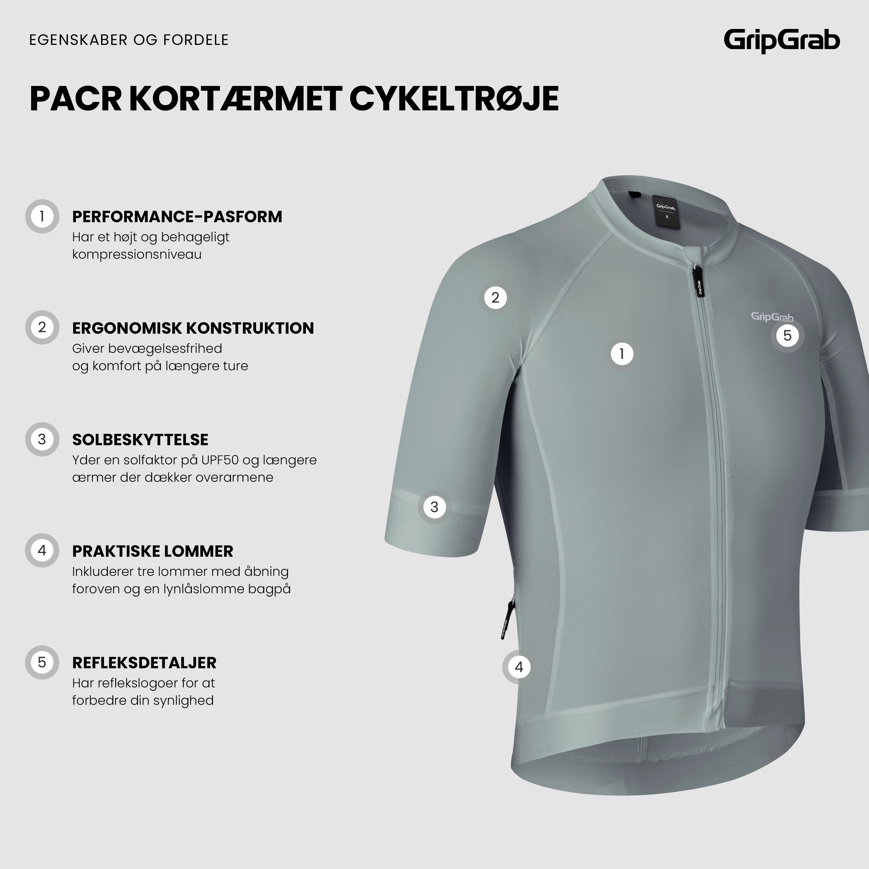 Beklædning - Cykeltrøjer - GripGrab PACR kortærmet cykeltrøje - Light Blue