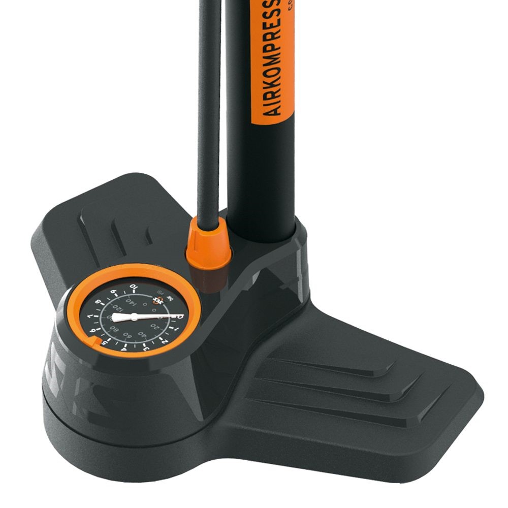 Tilbehør - Cykelpumper - SKS Airkompressor Compact 10.0 Fodpumpe 10bar/144psi - Sortorange