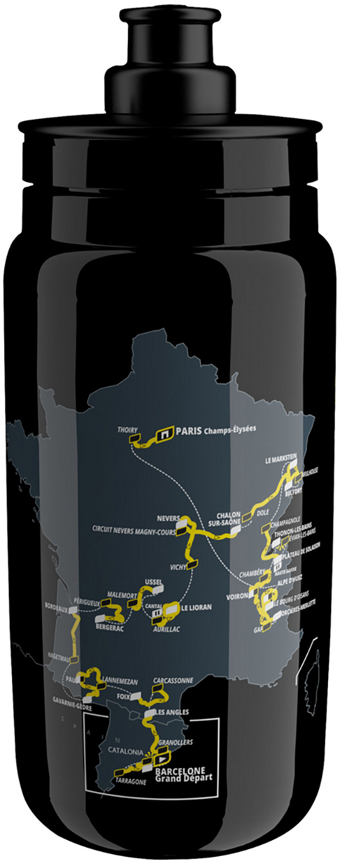 Tilbehør - Drikkedunke - Elite Bottle Fly Teams 2026 - Tour de France - Black Map - 550ml