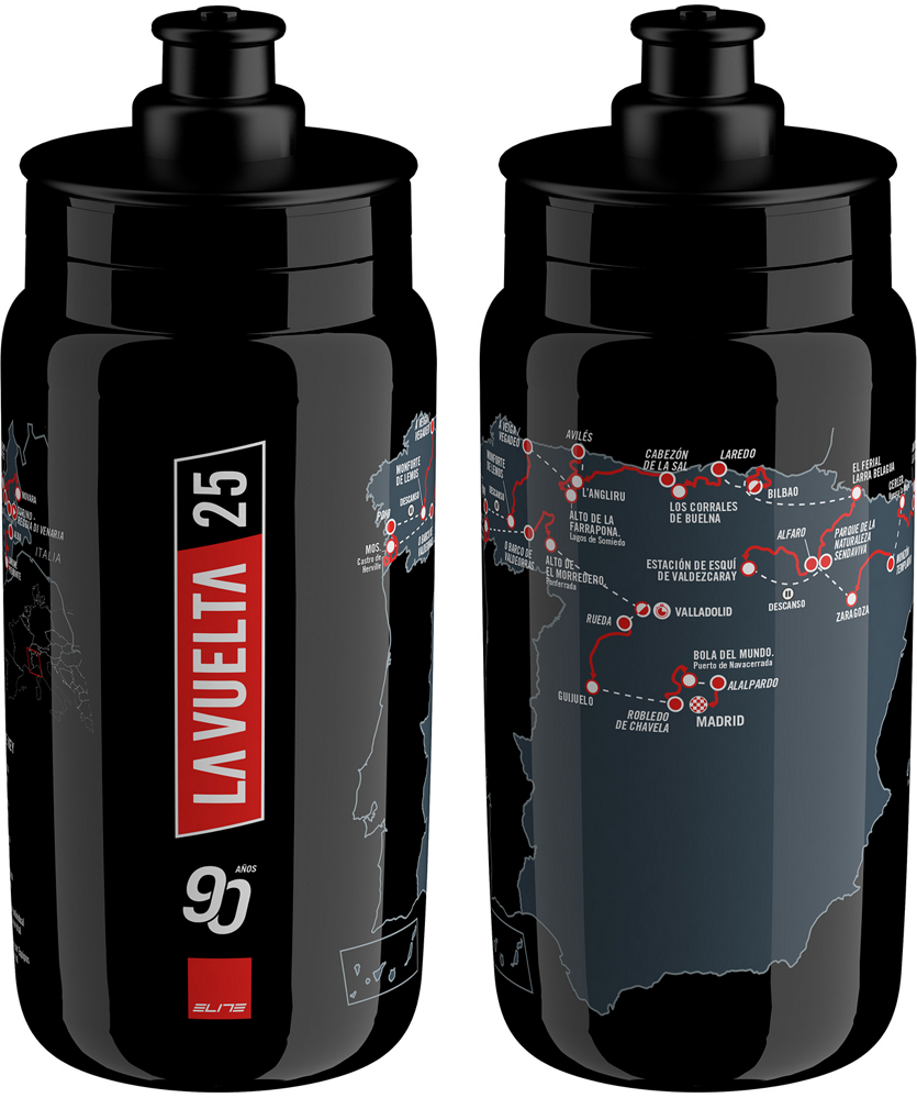 Tilbehør - Drikkedunke - Elite FLY Vuelta Black Map 2025 Drikkedunk - 550ml