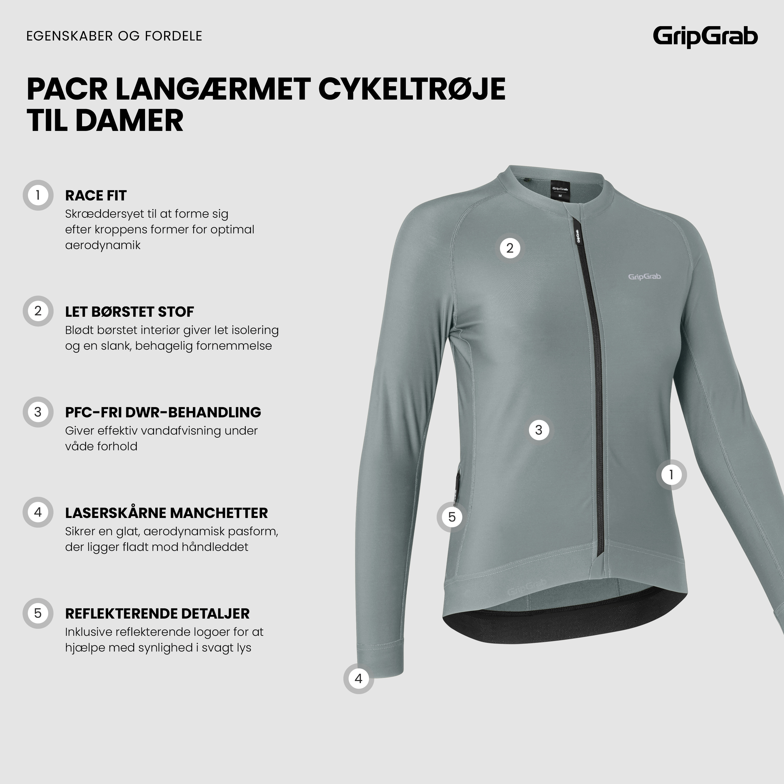Beklædning - Cykeltrøjer - GripGrab PACR Langærmet cykeltrøje til damer - Light Blue