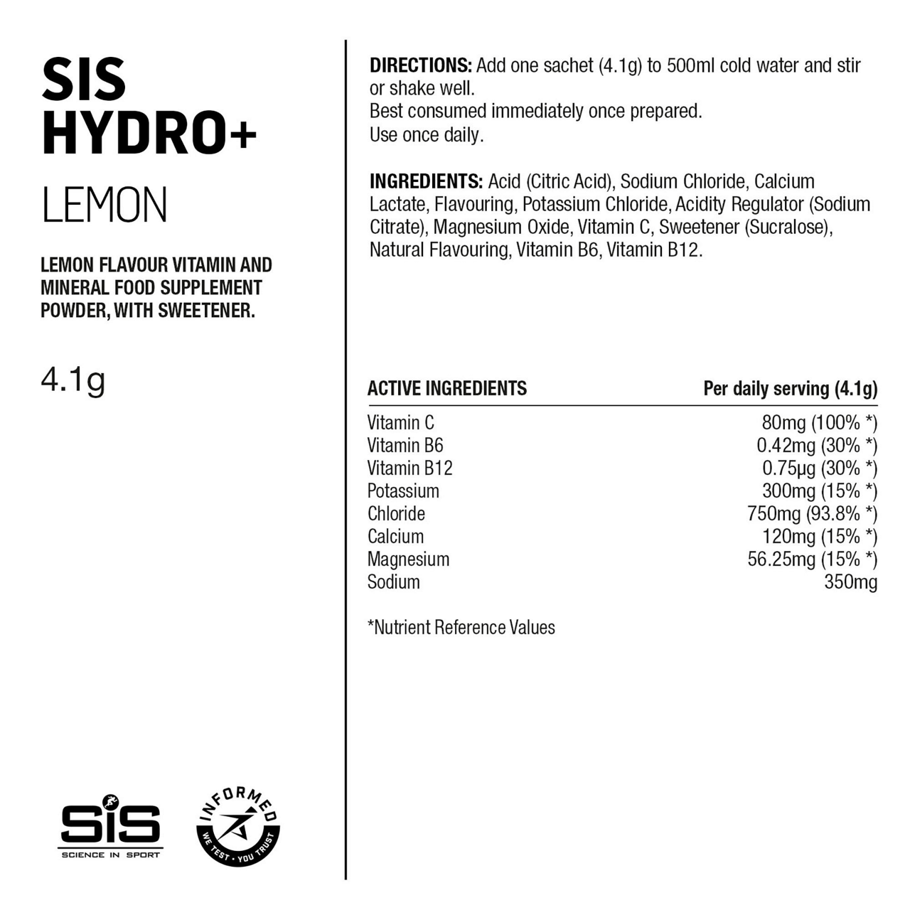 Tilbehør - Energiprodukter - SIS GO Hydro+ Powder Lemon - 6x4.5g