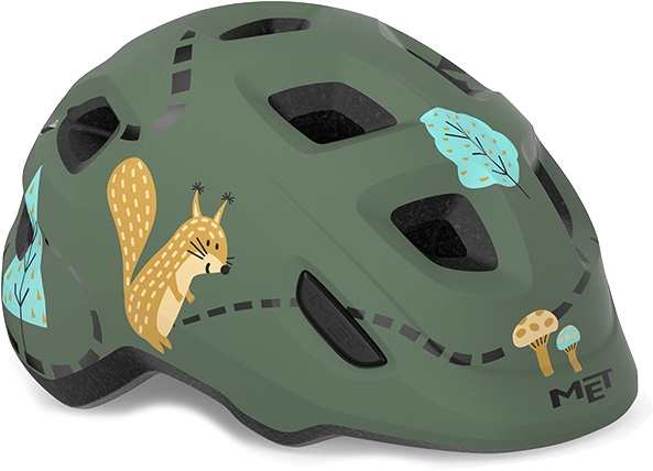 MET Helmet Hooray m. LED lys &quot;Green Buckle&quot; - Green Forest