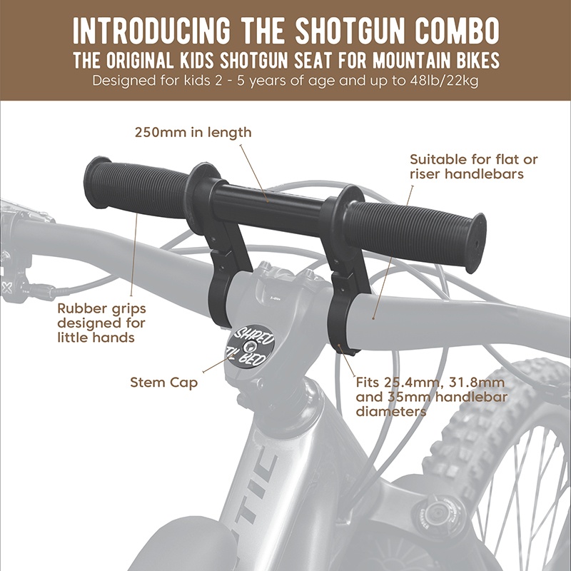 Tilbehør - Cykelstole - Shotgun Barnesæde + Håndtag (2-5 år)