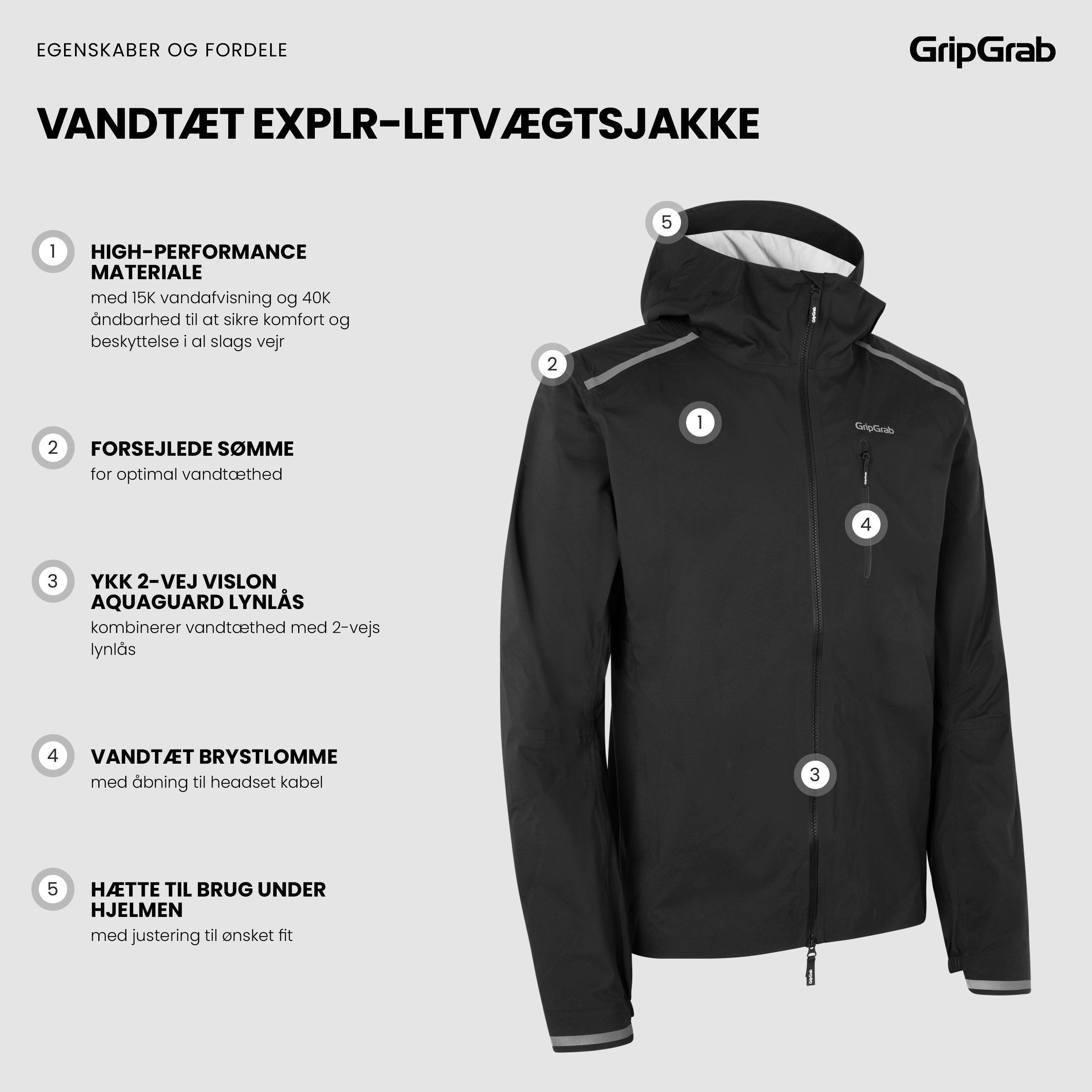 Beklædning - Cykeljakker - GripGrab EXPLR Vandtæt Letvægtsjakke - Black