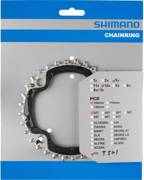 Shimano Klinge 32T 104mm BCD Mellemklinge 3x10 speed Shimano Klinge 32T 104mm BCD Mellemklinge 3x10 speed