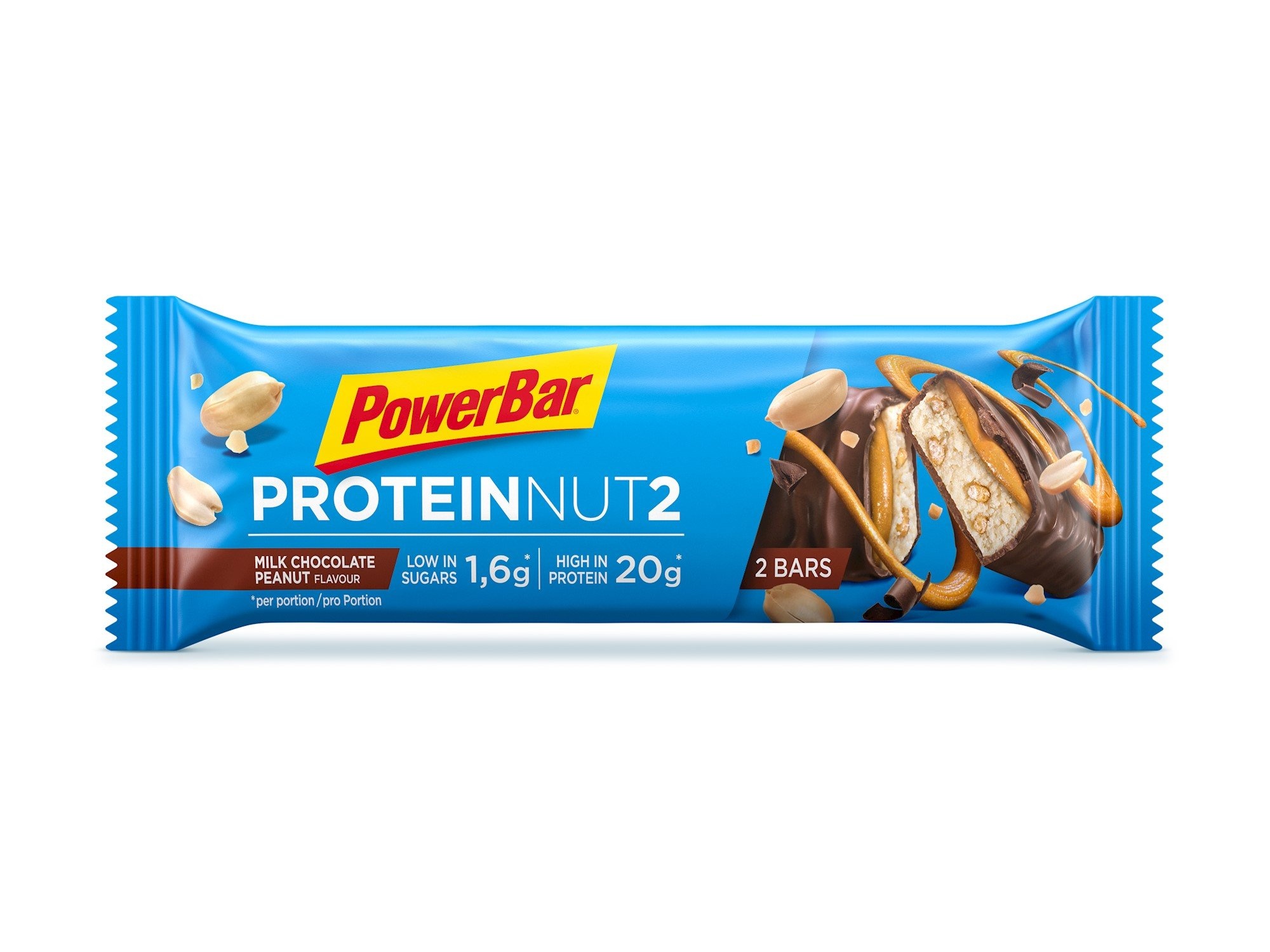 Tilbehør - Energiprodukter - PowerBar Nut2 Proteinbar Milk Chocolate Peanut - 2x30g