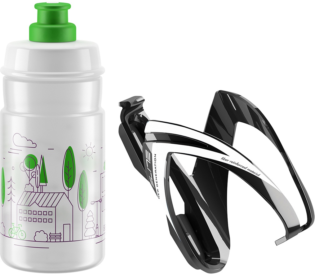 Tilbehør - Flaskeholdere - Elite Kit CEO Black Glossy + JET Drikkedunk - 350ml - Grøn