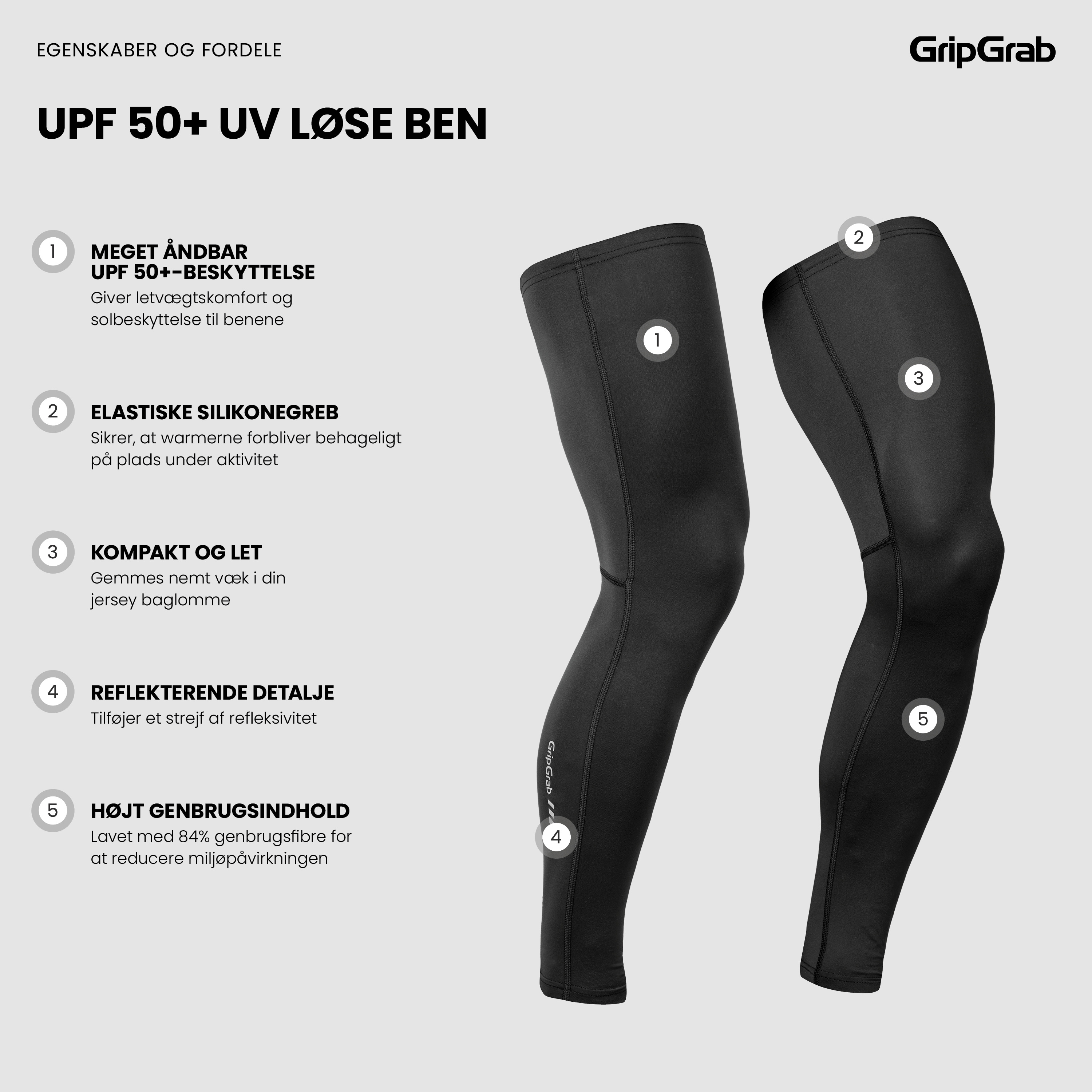 Beklædning - Løse ærmer / ben - GripGrab UPF 50+ UV Løse Ben - Black