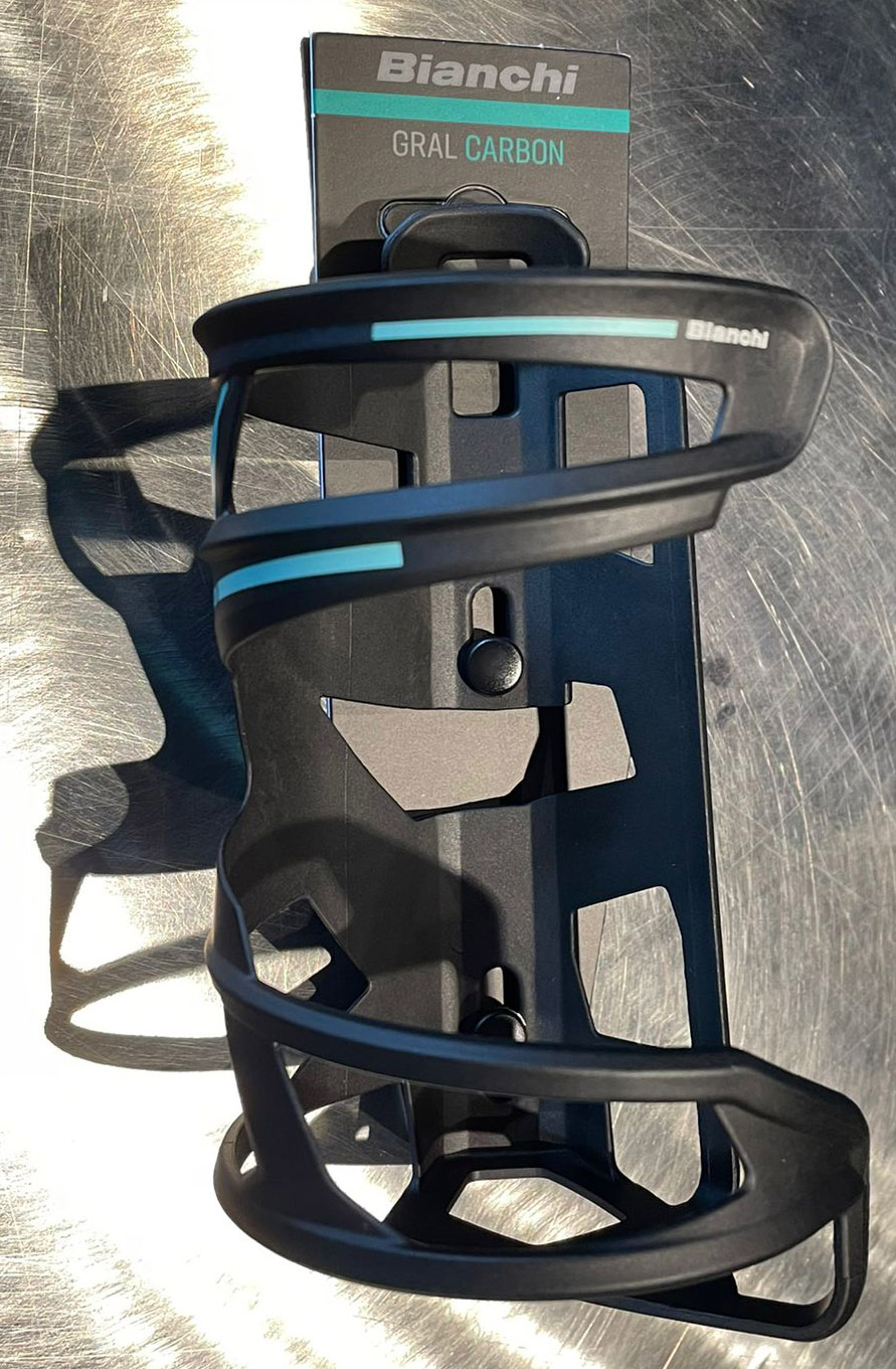 Tilbehør - Flaskeholdere - Bianchi Velomann Gral Carbon Dunkholder - Celeste-Black (Venstre)
