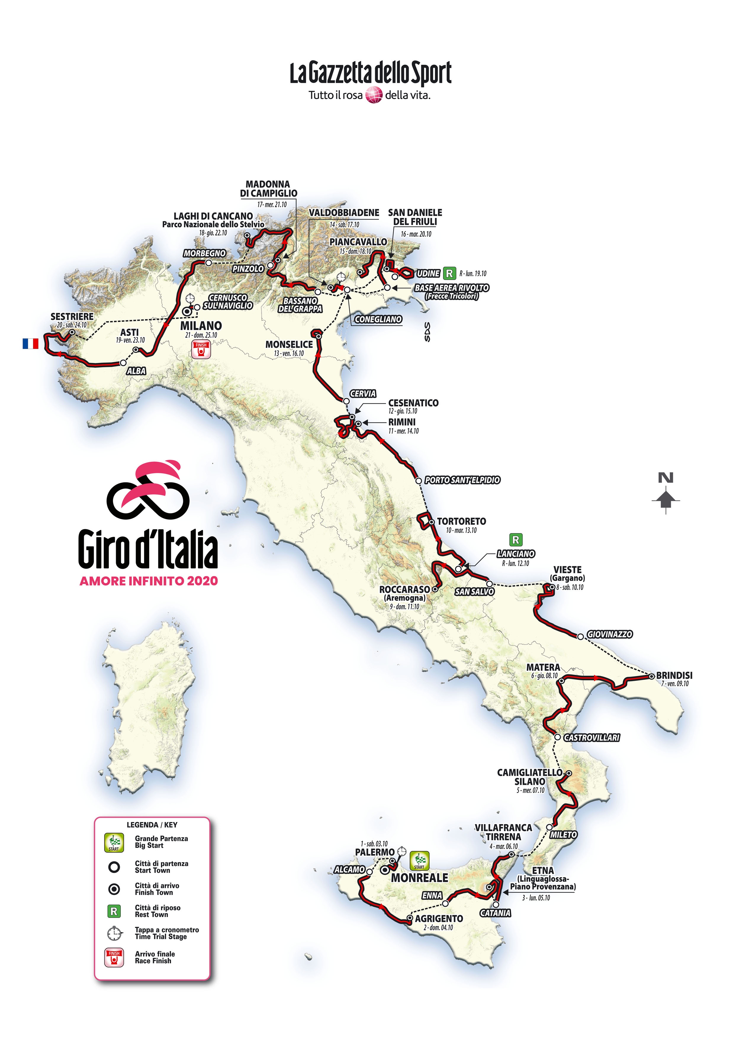 Giro d Italia 2020 ruten