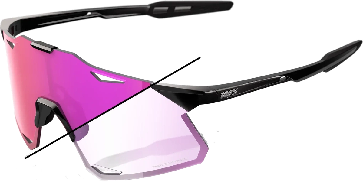 100% HYPERCRAFT - Gloss Black - Photochromic Purple Mirror