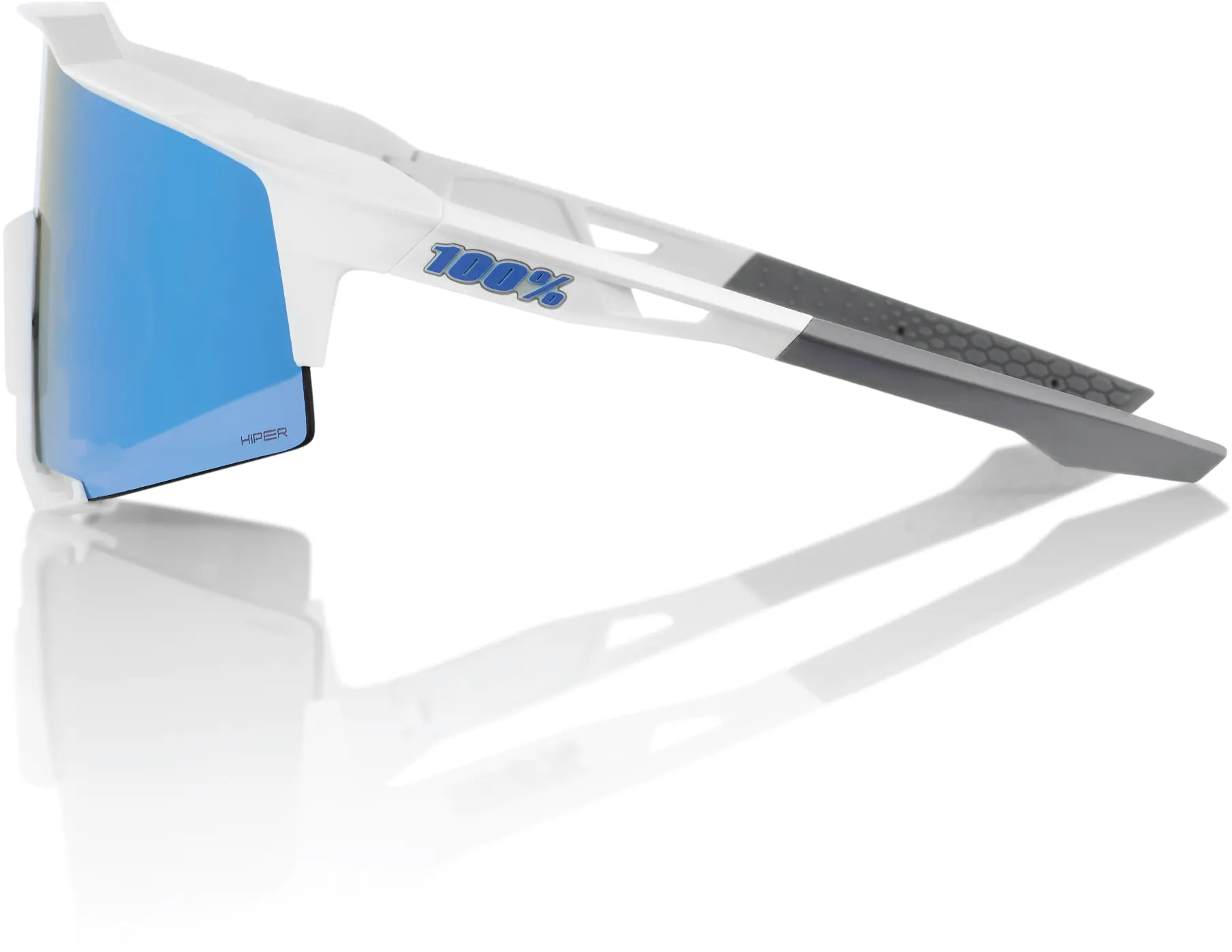 Beklædning - Cykelbriller - 100% SPEEDCRAFT - Matte White - HiPER Blue Multilayer Mirror Lens