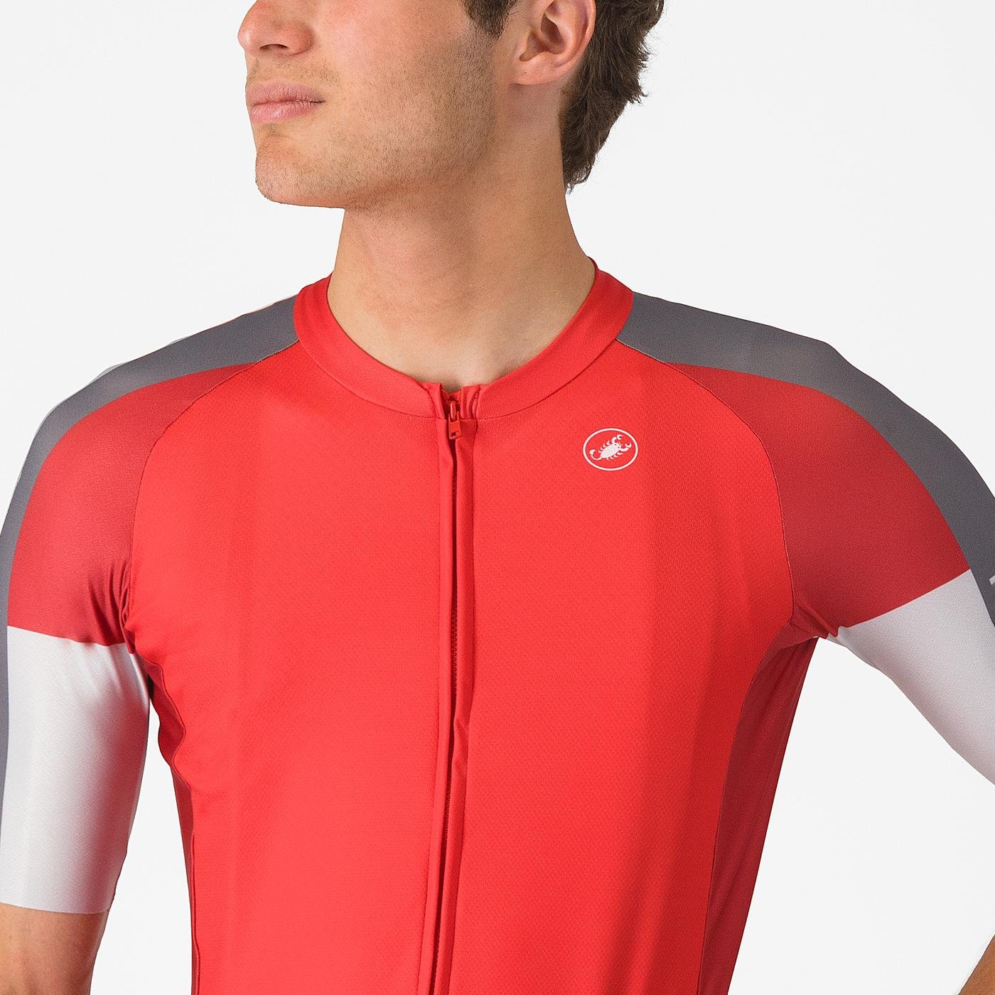 Beklædning - Cykeltrøjer - Castelli ENTRATA 6 Jersey - Red/Smoky Gray-Silver