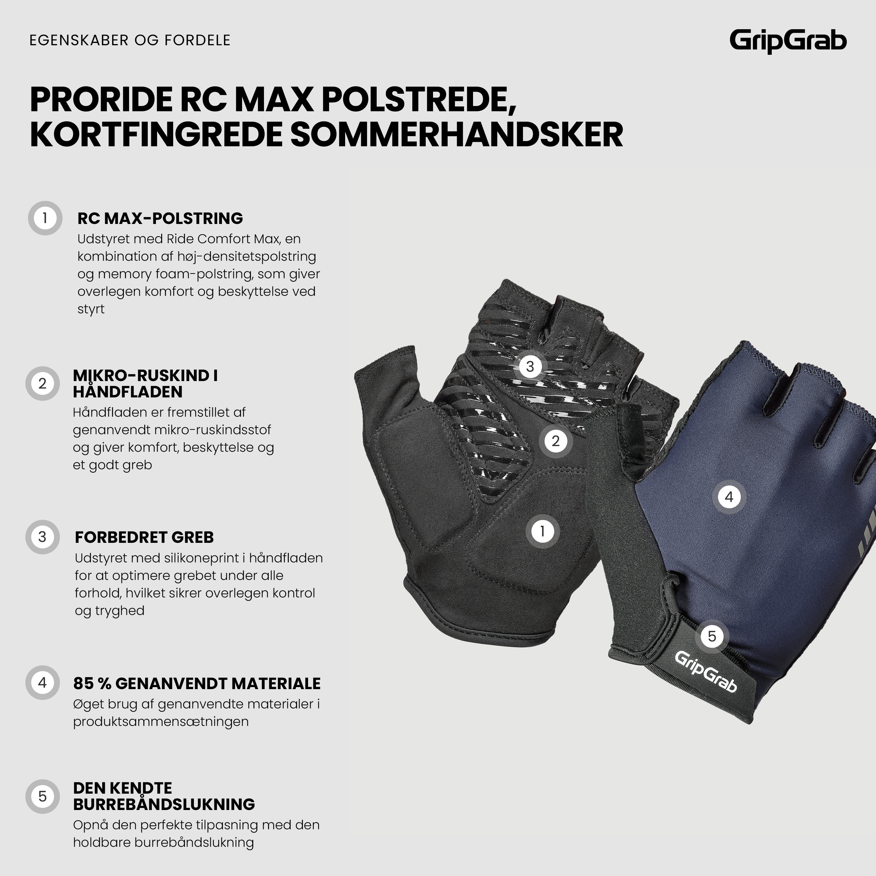 Beklædning - Cykelhandsker - GripGrab ProRide RC Max Cykelhandske - Navy Blue