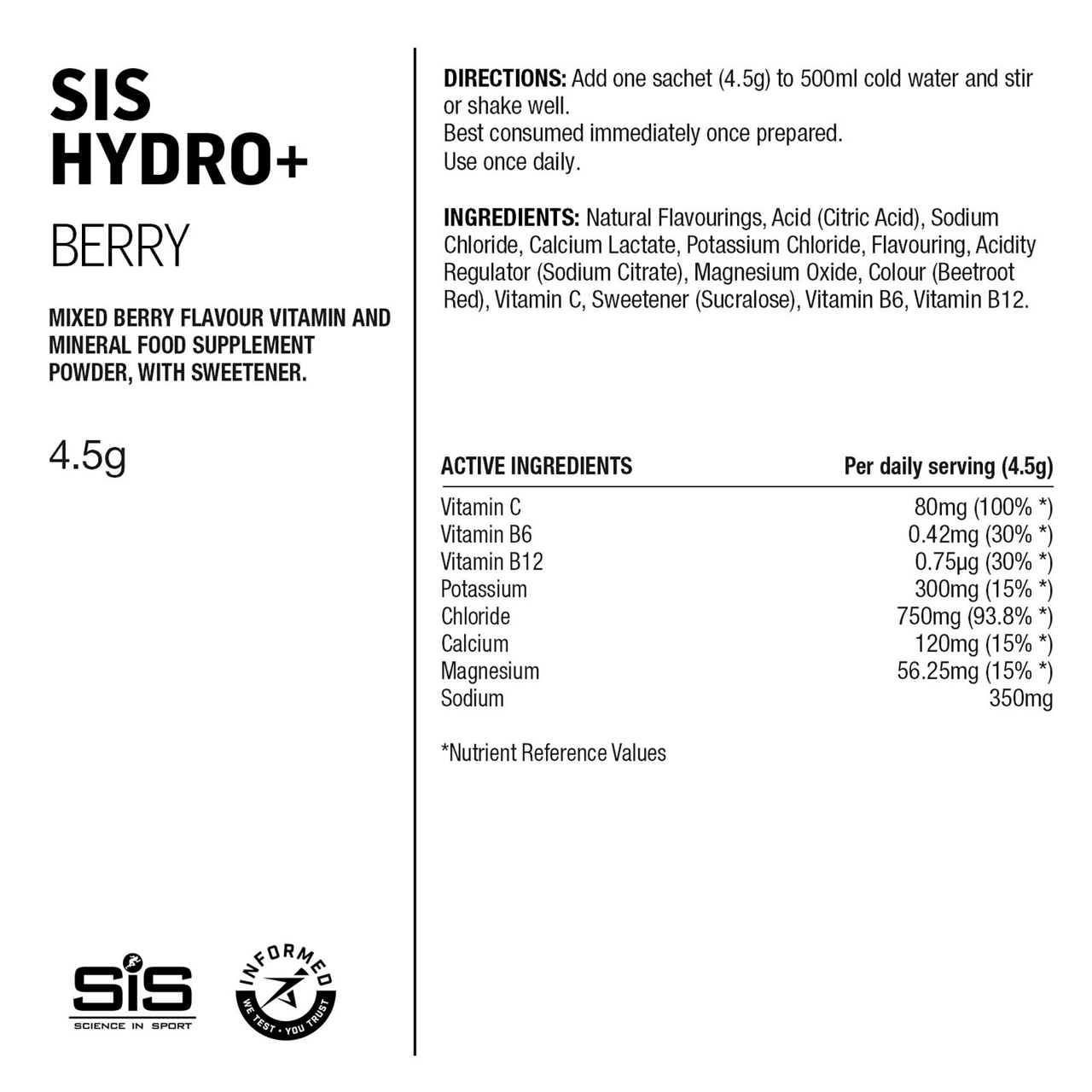 Tilbehør - Energiprodukter - SIS GO Hydro+ Powder Berry - 6x4.5g