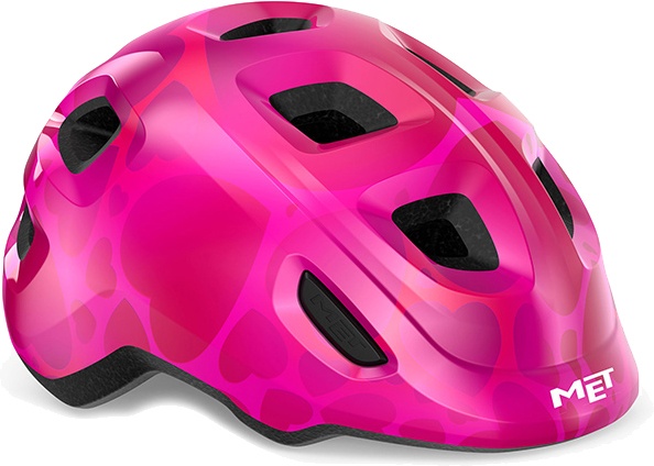 MET Helmet Hooray m. LED lys &quot;Green Buckle&quot; - Pink Hearts