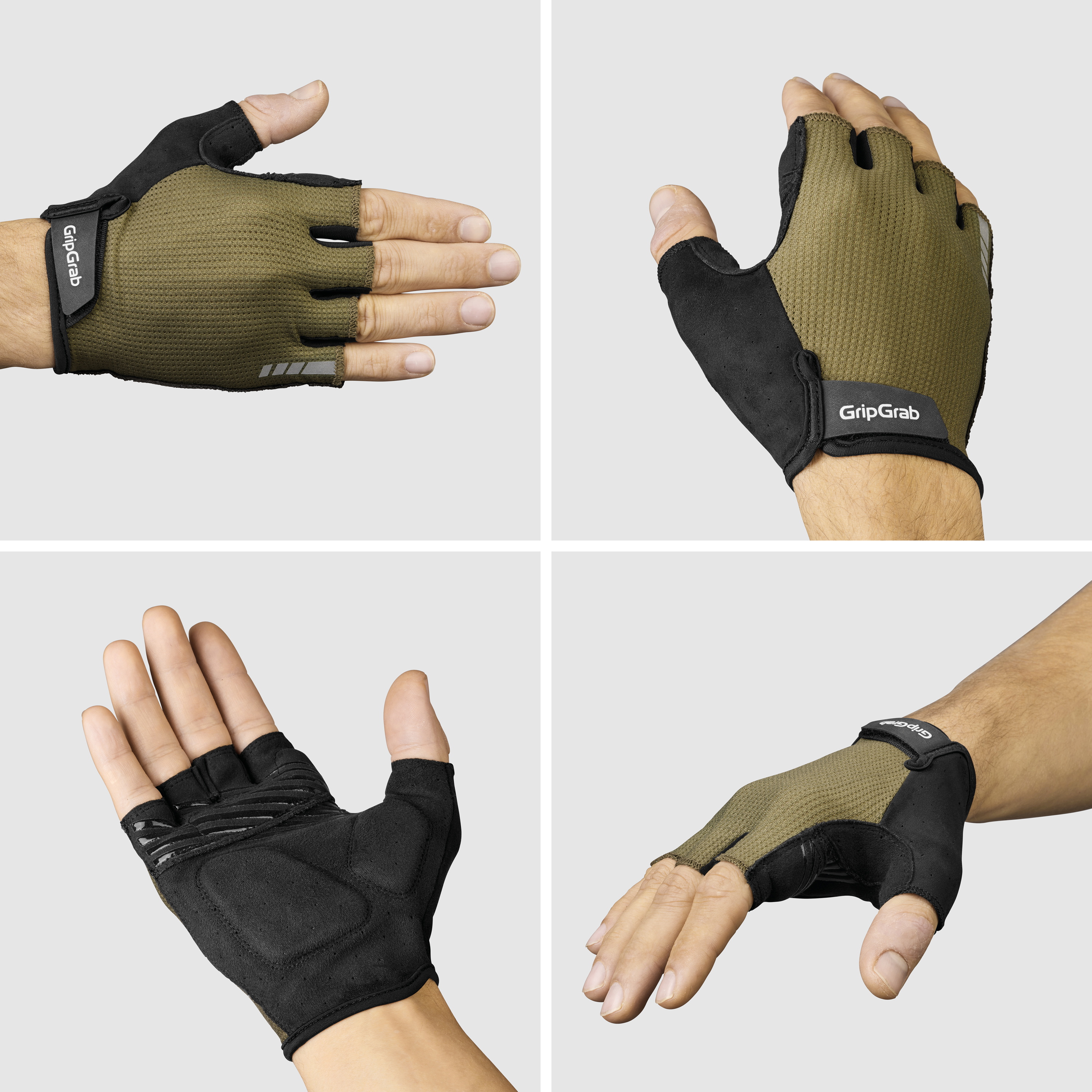 Beklædning - Cykelhandsker - GripGrab EXPLR Polstret Kortfingret Sommerhandsker - Olive Green
