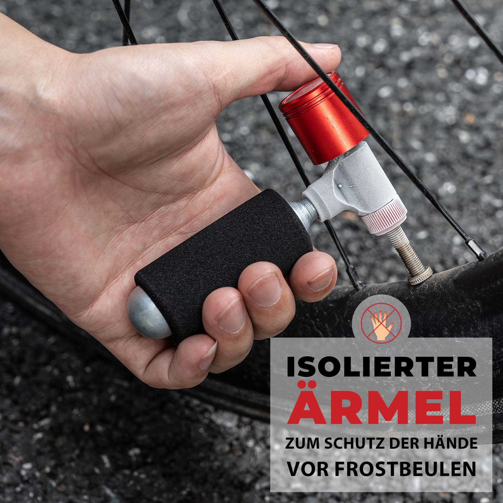 Tilbehør - Cykelpumper - RockBros CO2 Pumpe m. Manometer 160psi/11bar