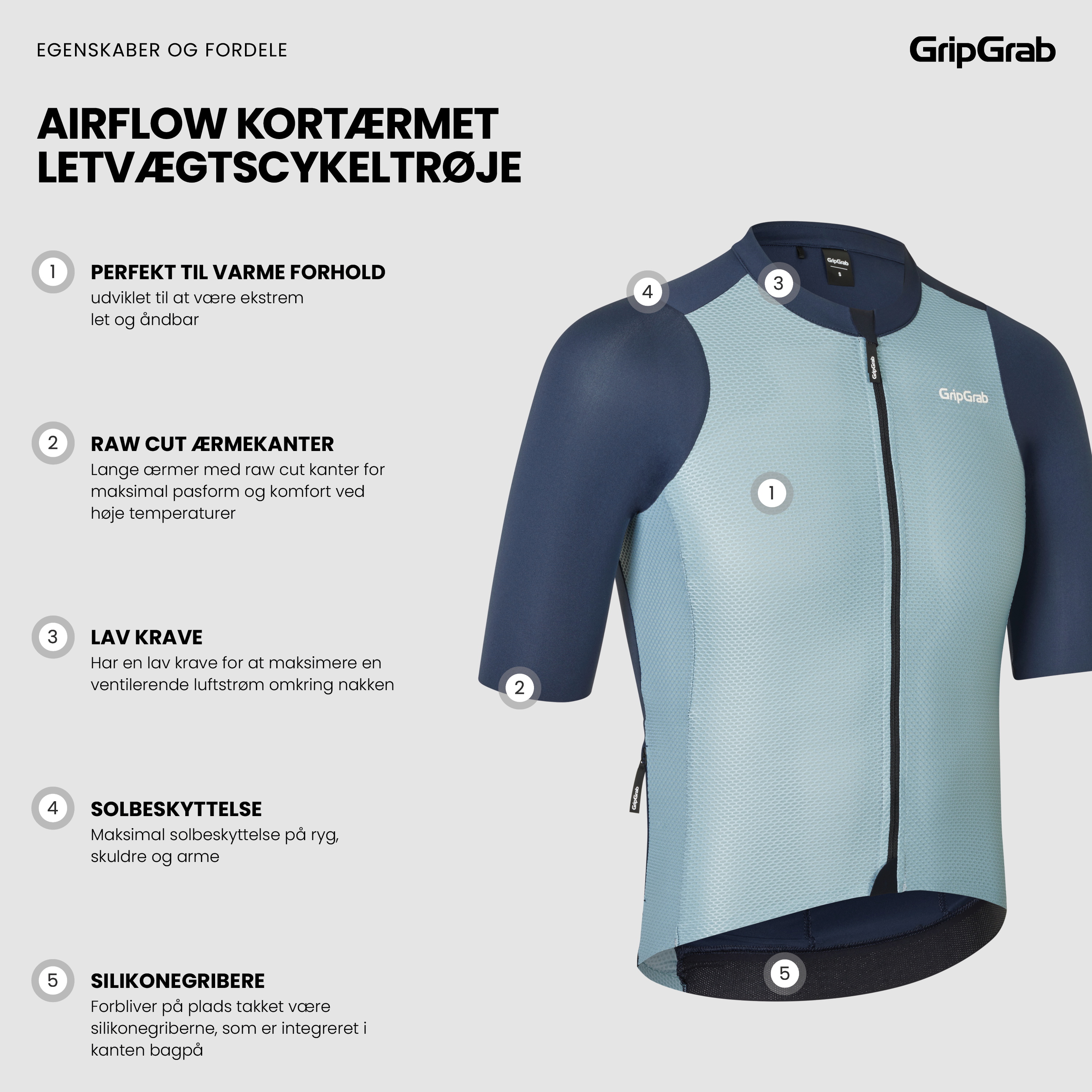 Beklædning - Cykeltrøjer - GripGrab Airflow Kortærmet Letvægts Cykeltrøje - Navy Blue