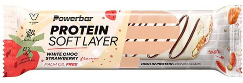 Se PowerBar Protein Soft Layer Bar - White Chocolate Strawberry - 40g hos Cykelexperten.dk