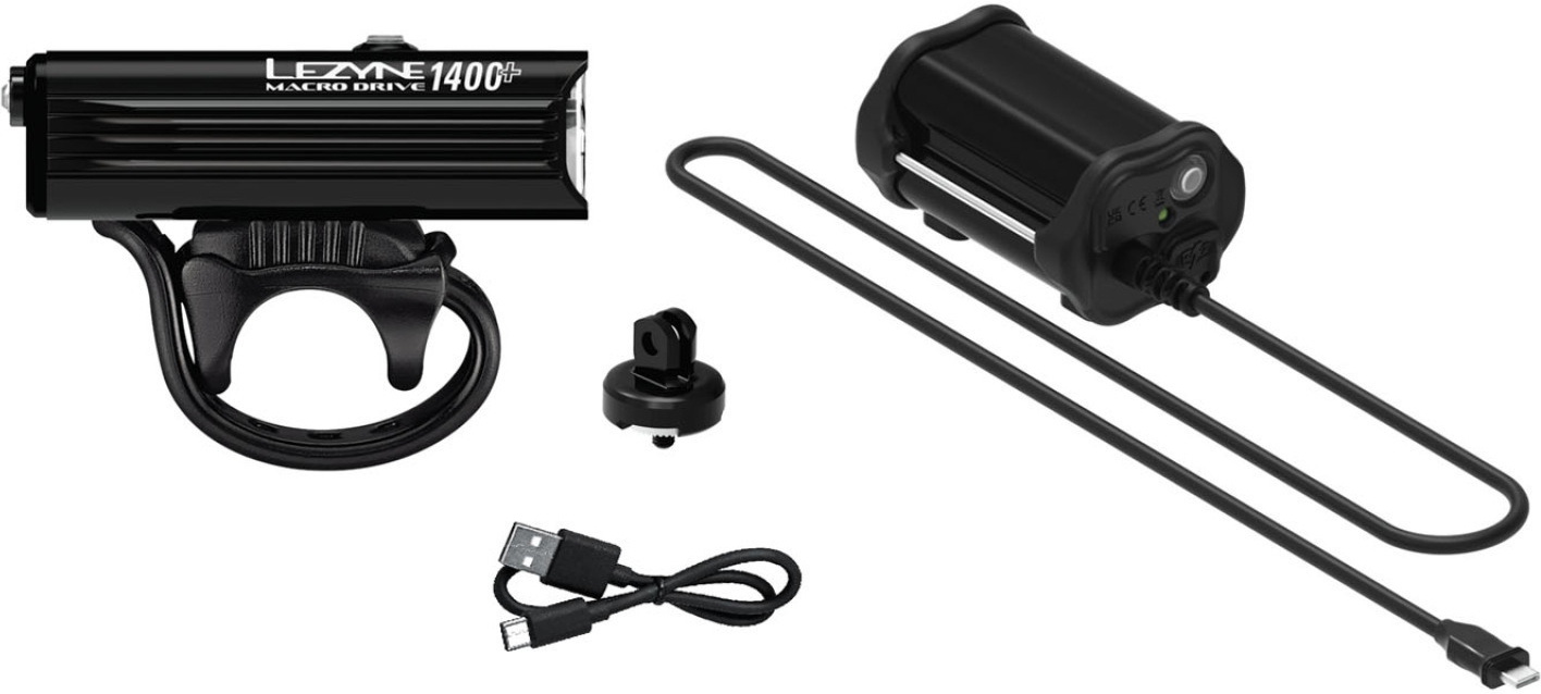 Tilbehør - Cykellygter - Lezyne Macro Drive 1400+ Loaded Kit Forlygte 1400 lumen m. Power Pack XL+ - Black