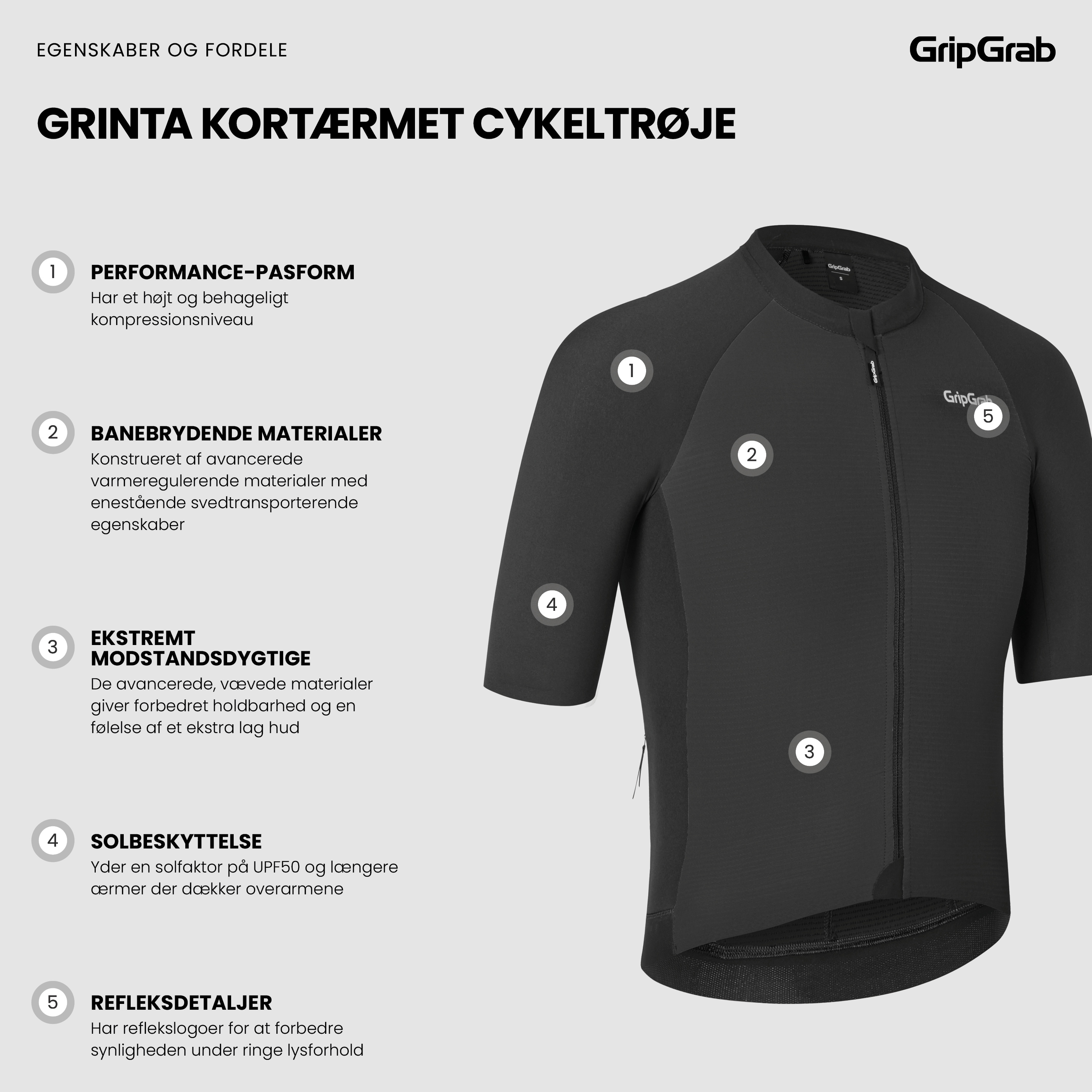 Beklædning - Cykeltrøjer - GripGrab Grinta Kortærmet Cykeltrøje - Black