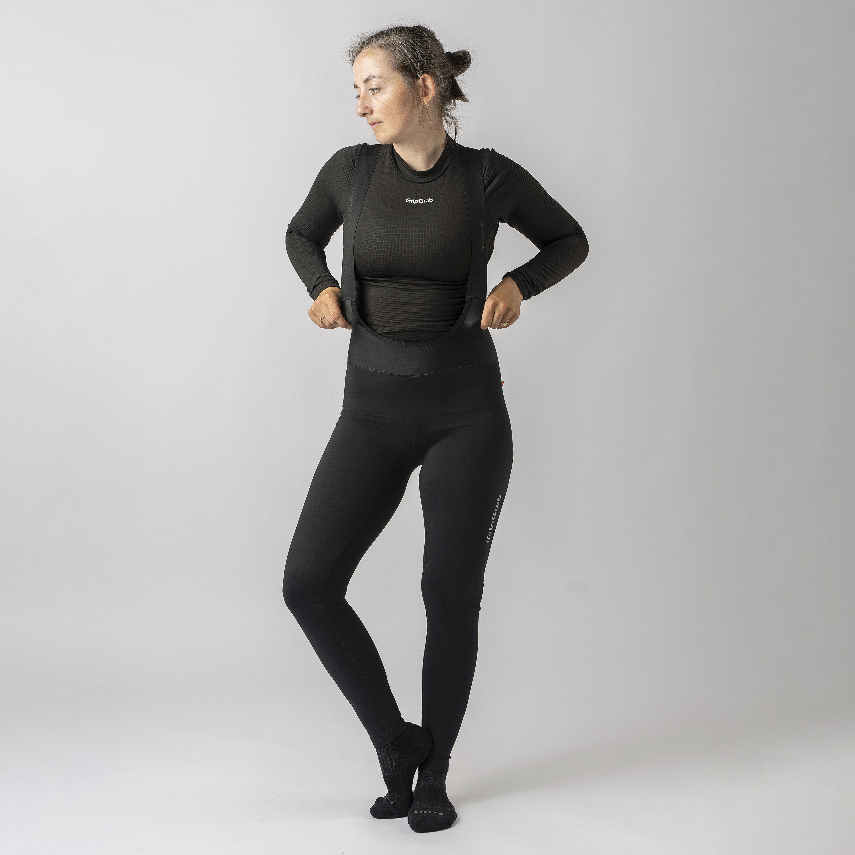 Beklædning - Cykelbukser - GripGrab PACR Vandafvisende bibtights u. pude til damer - Black