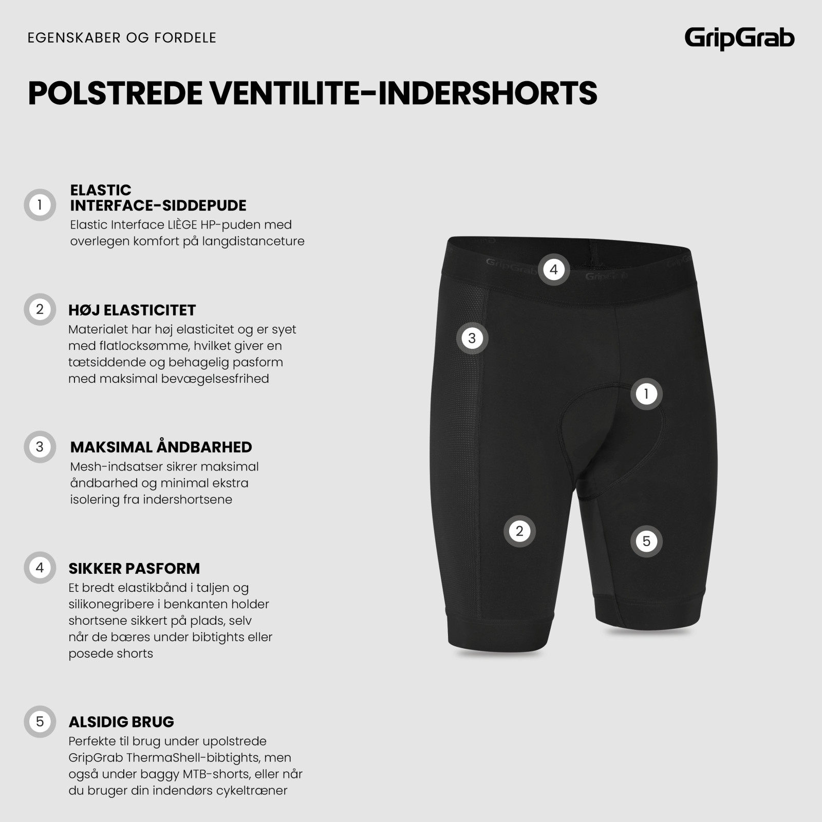 Beklædning - Cykelbukser - GripGrab Polstrede VentiLite Indershorts