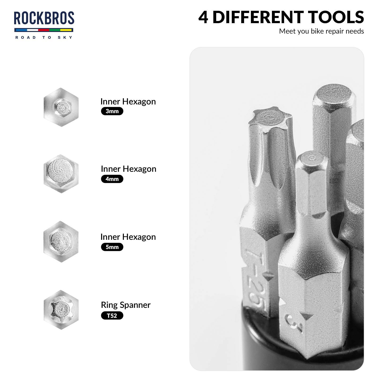 Tilbehør - Værktøj - RockBros Styrprop Multitool 6-i-1 m. Kædeskiller