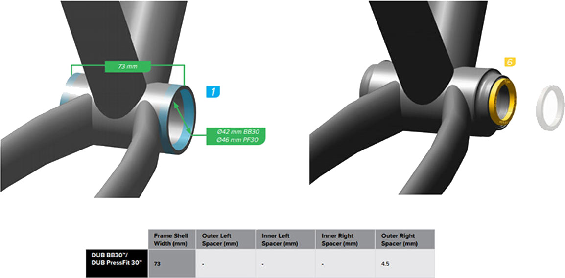 Reservedele - Krankboks & kranklejer - SRAM DUB BB30 Krankboks 68/73mm Press-fit Sort