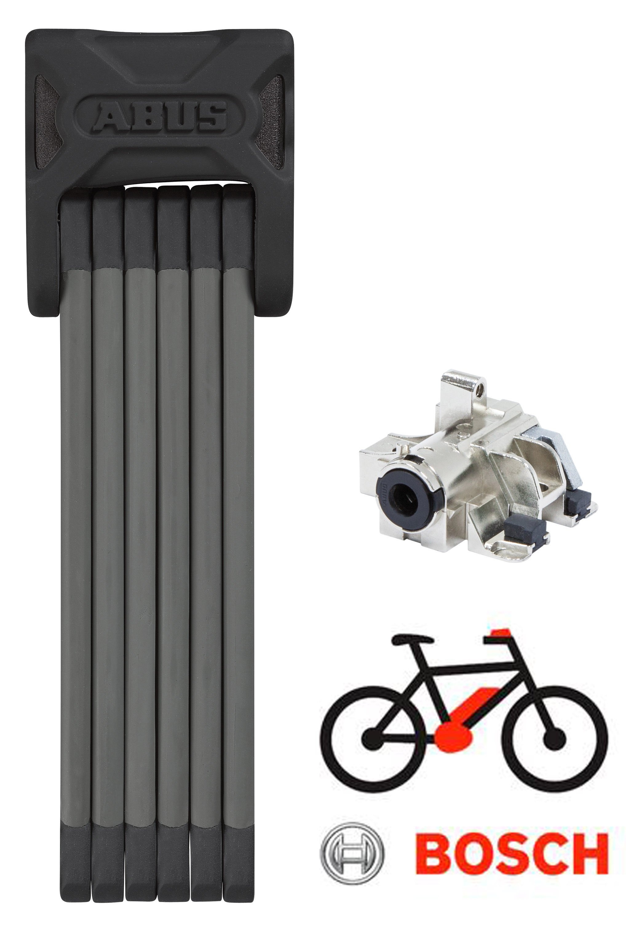 Tilbehør - Cykellås - Foldelås - Abus Bordo 6015+Bosch DT EL-Cykel Batterilås til skrårør