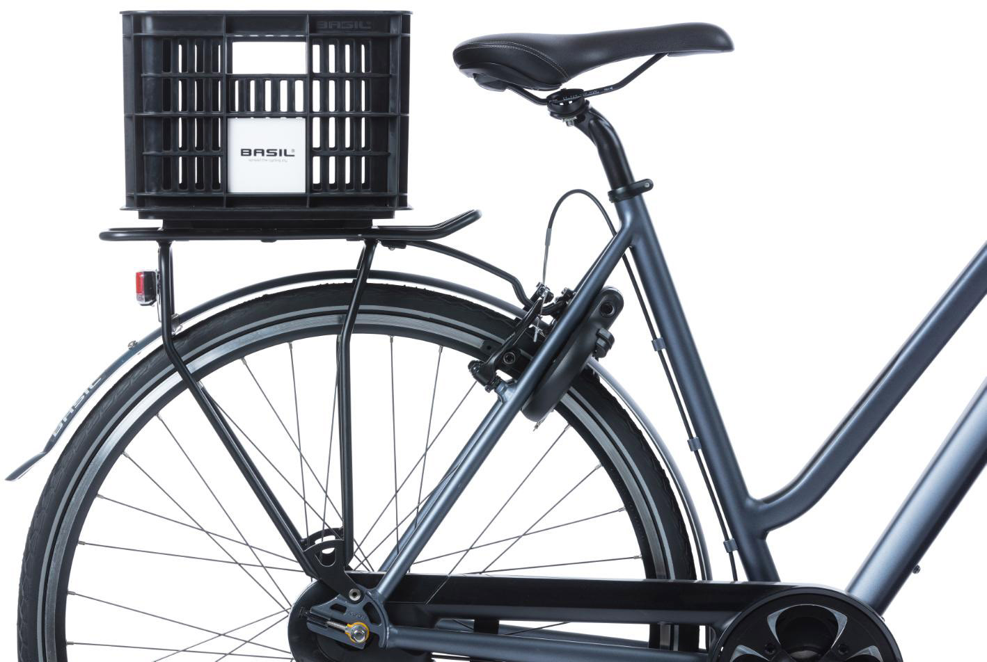 Tilbehør - Cykelkurve - Basil Crate i Genanvendt Plast 40L 49.5x39.5x26.5cm (MIK-AVS-Racktime adapter kompatibel) - Sort