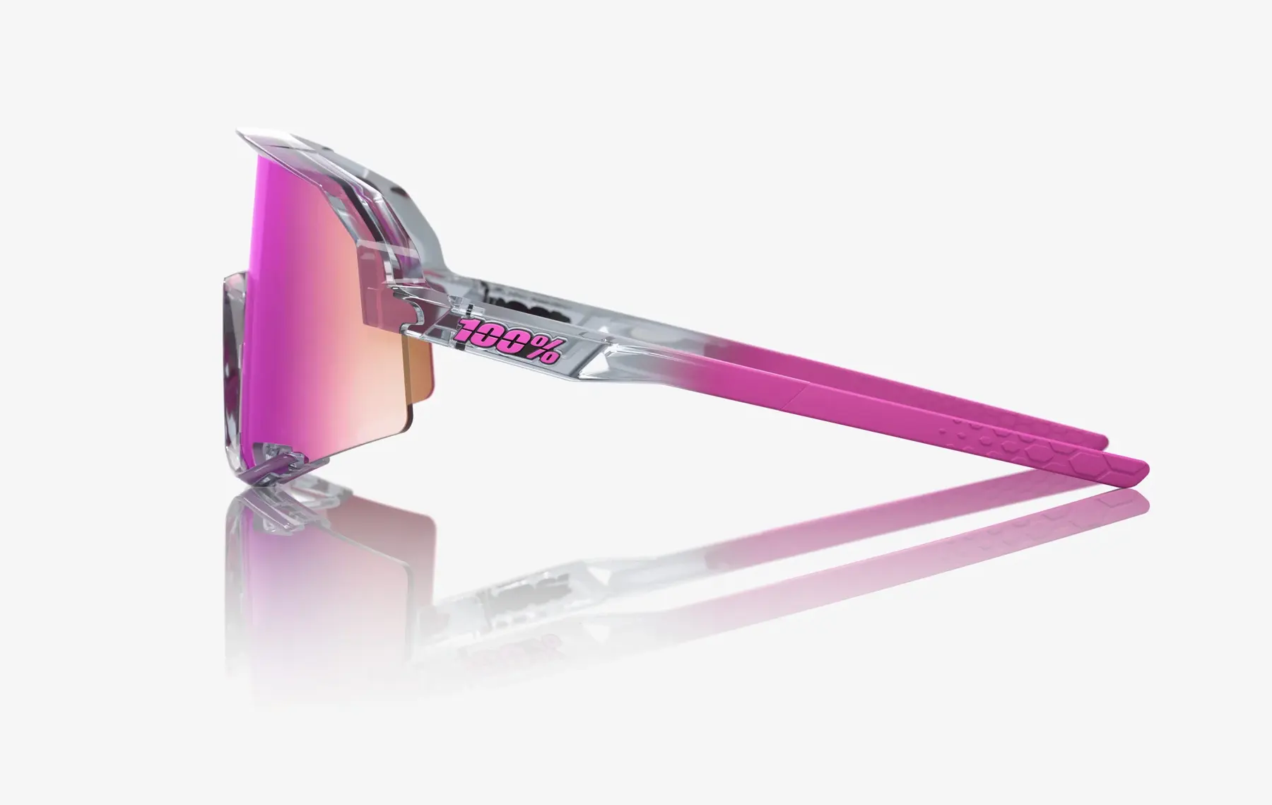 Beklædning - Cykelbriller - 100% SLENDALE - Polished Translucent Grey - Purple Multilayer Mirror