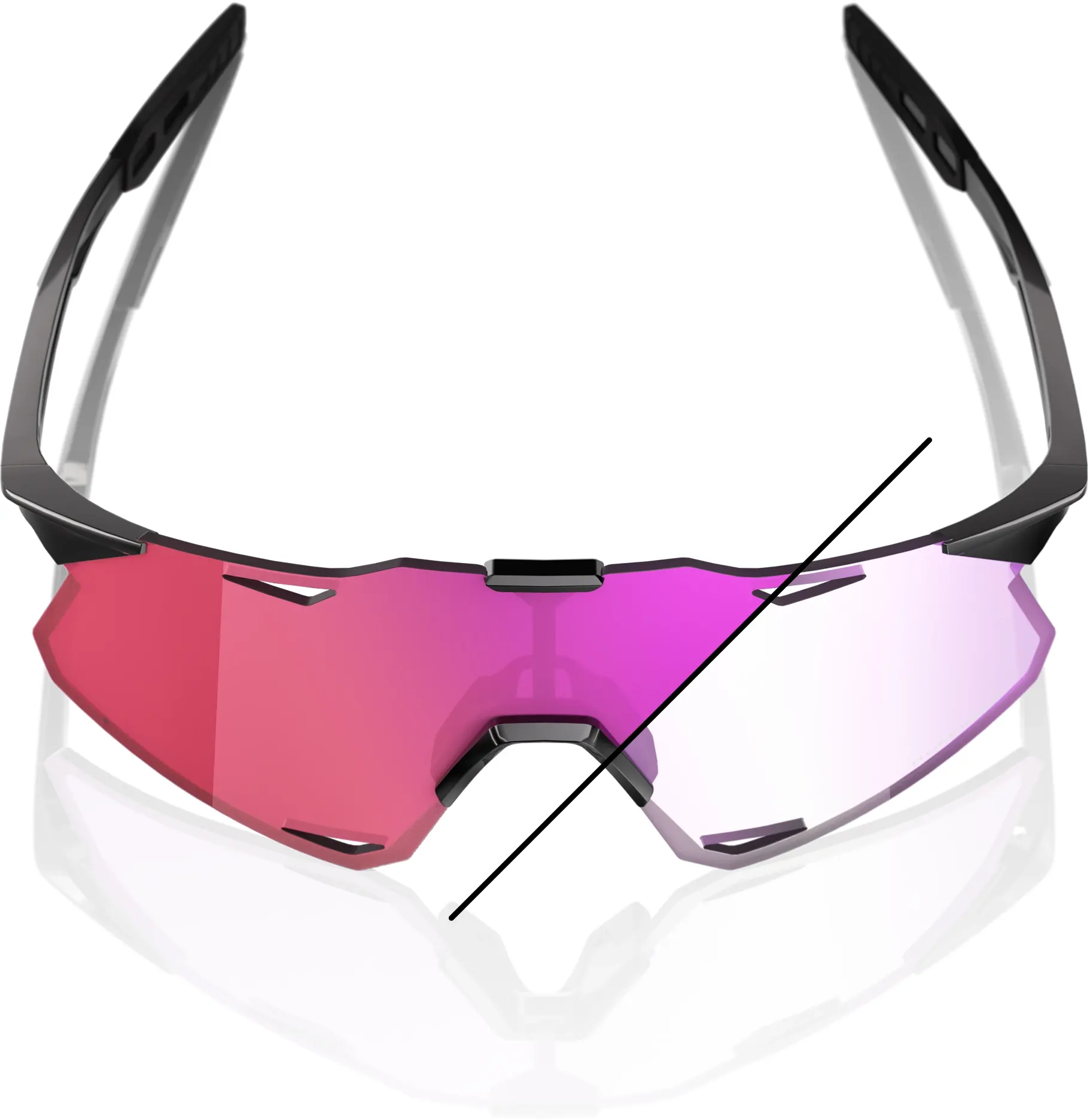 Beklædning - Cykelbriller - 100% HYPERCRAFT - Gloss Black - Photochromic Purple Mirror