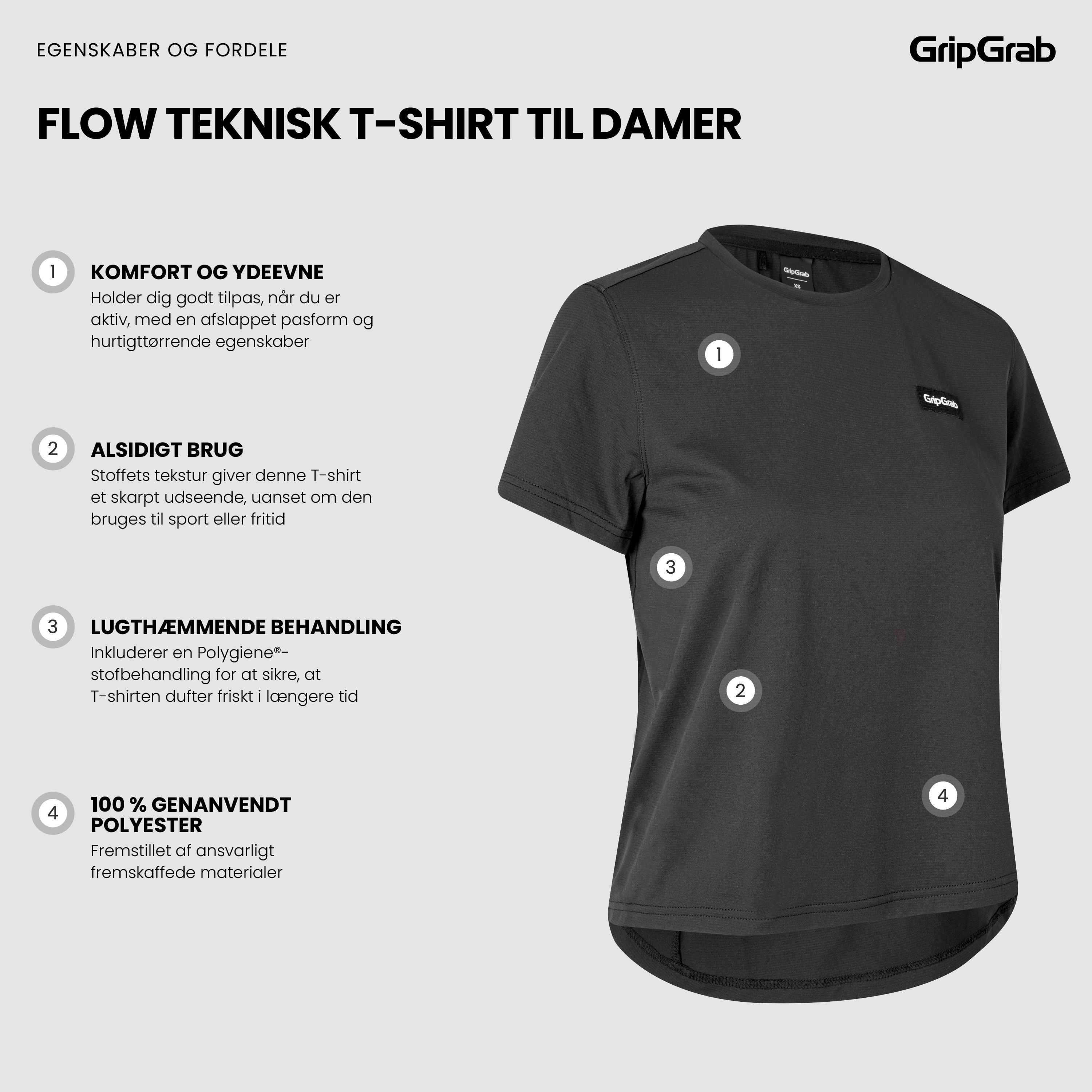Beklædning - Cykeltrøjer - GripGrab Women's Flow T-Shirt - Black