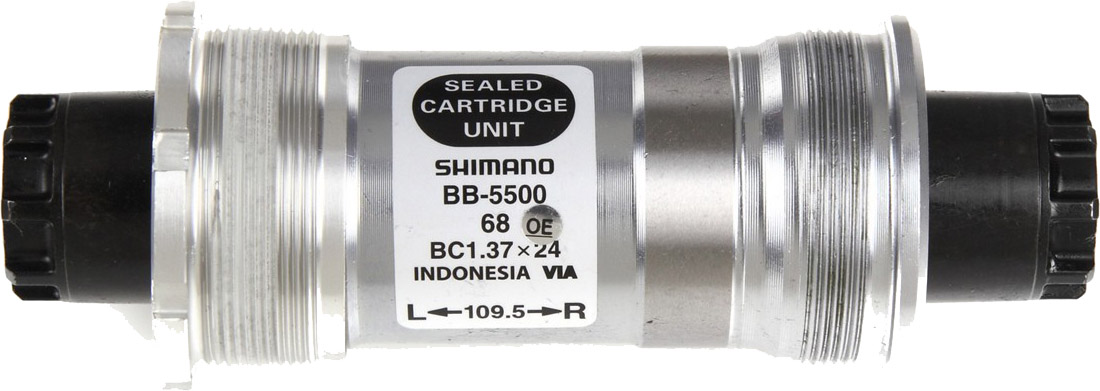 Shimano 105 BB-5500 Krankboks Octalink V1 BSA 68x118mm Sølv Shimano 105 BB-5500 Krankboks Octalink V1 BSA 68x118mm Sølv