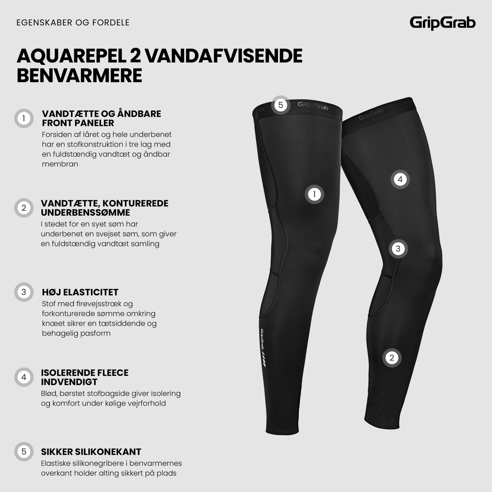 Beklædning - Løse ærmer / ben - GripGrab AquaRepel 2 vandafvisende benvarmere