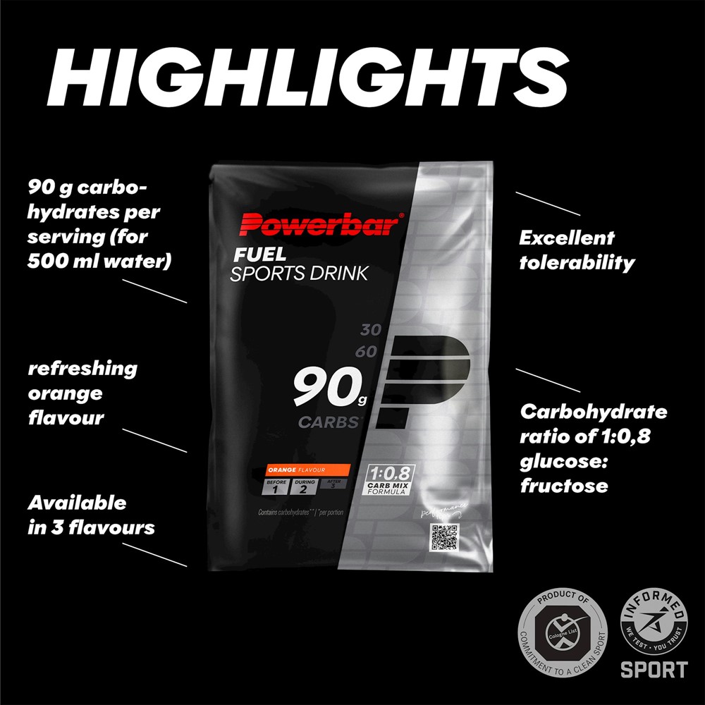 Tilbehør - Energiprodukter - Powerbar Black Line Fuel 90 Sports Drink 94g - Orange