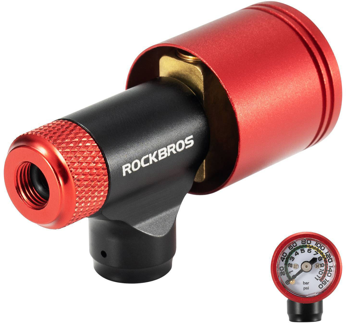 RockBros CO2 Pumpe m. Manometer 160psi/11bar